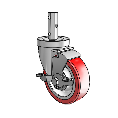 30 Series Octagon Stem Zinc Swivel Caster with 4 x 1.25 Advantage Heat (Flat) Wheel and VertiLoc Brake