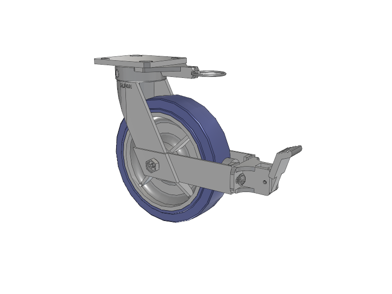 110 Series Kingpinless Top Plate Swivel Caster with 8 x 2 Blue HF - HydroTech (Flat) Wheel and Face Brake