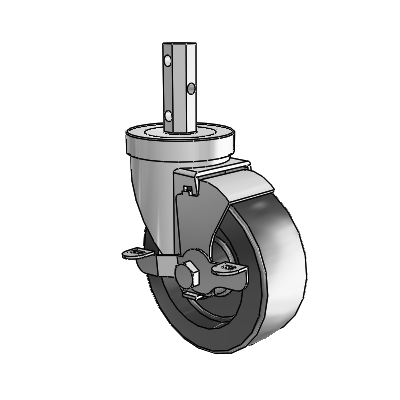 30 Series Octagon Stem Zinc Swivel Caster with 4 x 1.5 Hi-Temp Resin Wheel and VertiLoc Brake