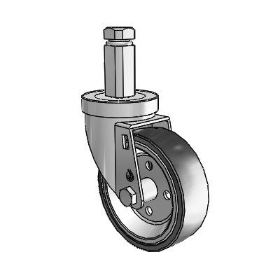 30 Series Square Stem Zinc Swivel Caster with 4 x 1.25 Welded Disc Rubber (Black) Wheel