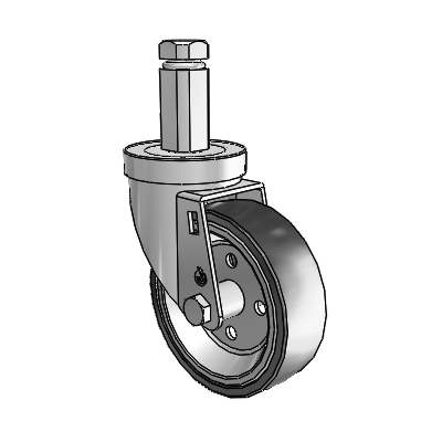 30 Series Square Stem Zinc Swivel Caster with 4 x 1.25 Welded Disc Polyurethane Wheel