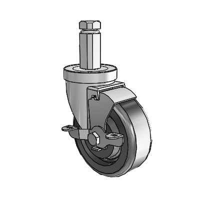 30 Series Square Stem Zinc Swivel Caster with 4 x 1.5 Phenolic Wheel and VertiLoc Brake