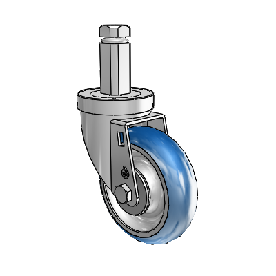 30 Series Square Stem Zinc Swivel Caster with 4 x 1.25 PolyLoc (Blue) Wheel
