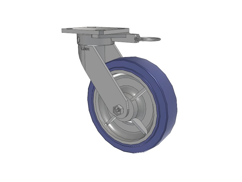 110 Series Kingpinless Top Plate Swivel Caster with 8 x 2 Blue HF - HydroTech (Flat) Wheel
