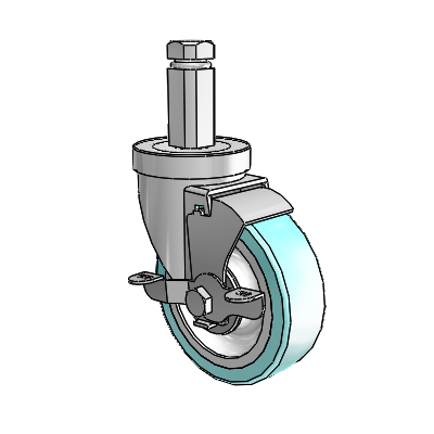 30 Series Square Stem Zinc Swivel Caster with 4 x 1.25 Advantage Health Wheel and VertiLoc Brake