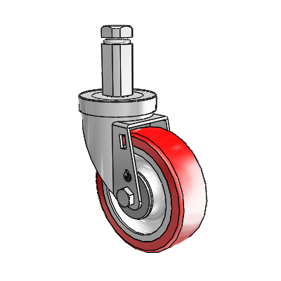 30 Series Square Stem Zinc Swivel Caster with 4 x 1.25 Advantage Heat (Flat) Wheel