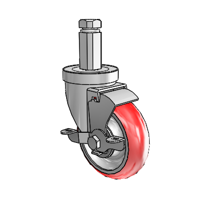 30 Series Square Stem Zinc Swivel Caster with 4 x 1.25 Advantage Heat (Round) Wheel and VertiLoc Brake