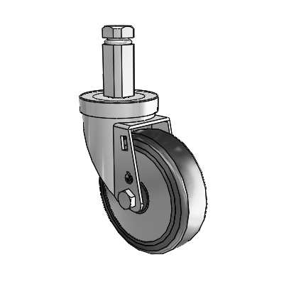 30 Series Square Stem Zinc Swivel Caster with 4 x 1.25 Cushion Rubber (+ Side Plates) Wheel