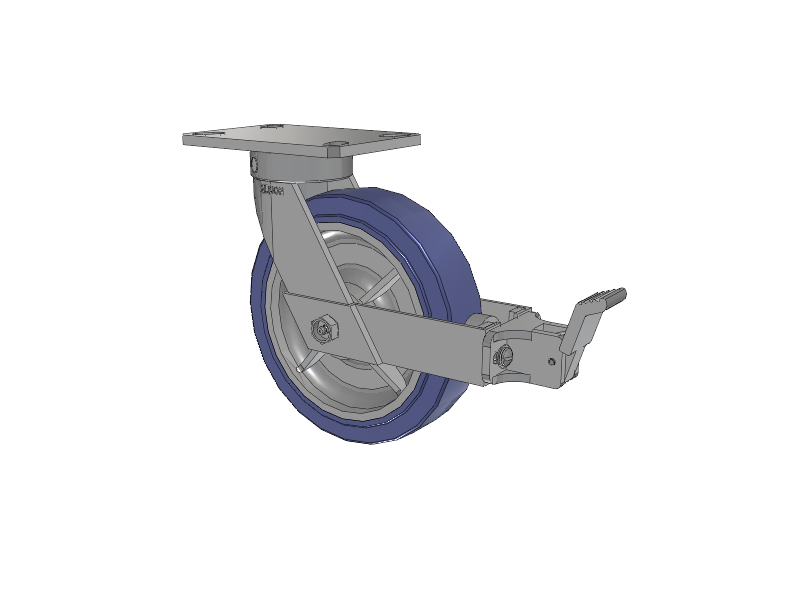 110 Series Kingpinless Top Plate Swivel Caster with 8 x 2 Blue HF - HydroTech (Flat) Wheel and Face Brake