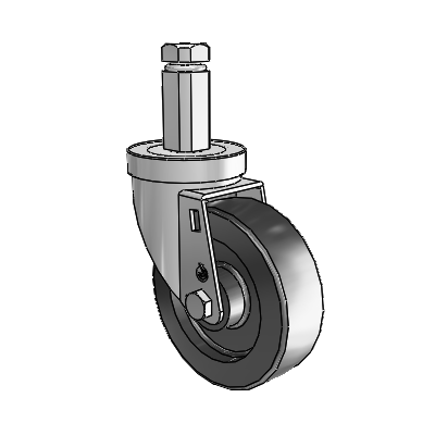 30 Series Square Stem Zinc Swivel Caster with 4 x 1.25 Polyolefin Wheel