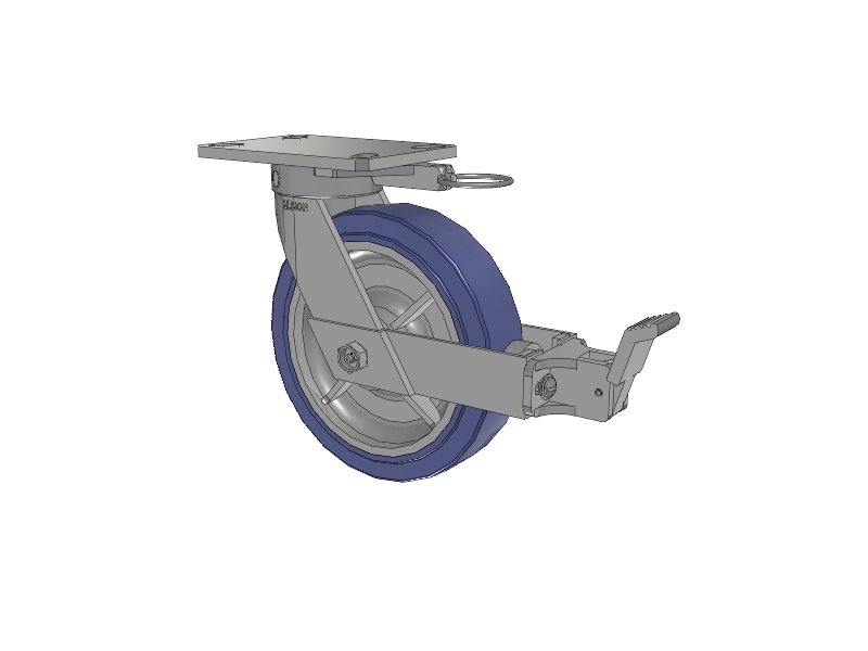 110 Series Kingpinless Top Plate Swivel Caster with 8 x 2 Blue HF - HydroTech (Flat) Wheel and Face Brake