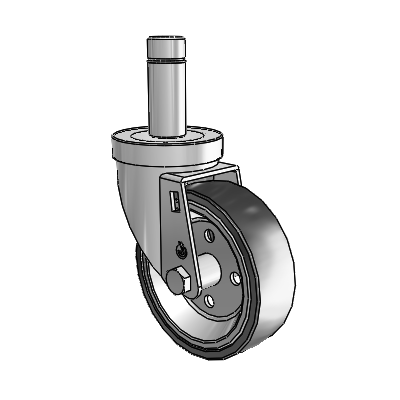 30 Series Grip Ring Zinc Swivel Caster with 4 x 1.25 Welded Disc Polyurethane Wheel