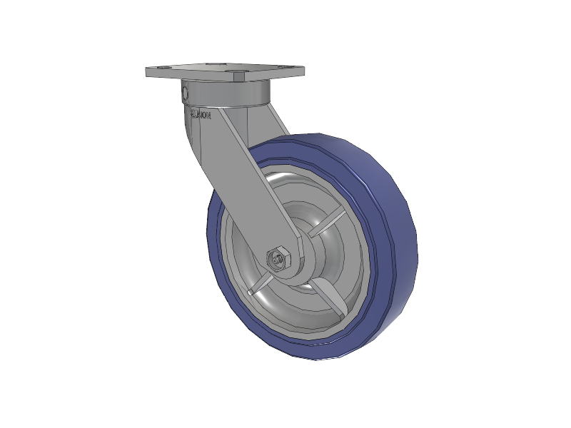 110 Series Kingpinless Top Plate Swivel Caster with 8 x 2 Blue HF - HydroTech (Flat) Wheel