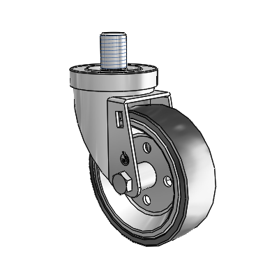 30 Series Threaded Stem Zinc Swivel Caster with 4 x 1.25 Welded Disc Rubber (Black) Wheel