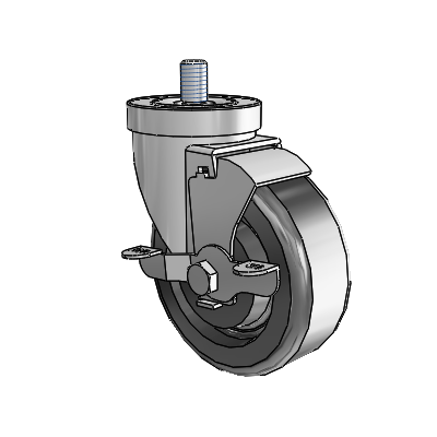 30 Series Threaded Stem Zinc Swivel Caster with 4 x 1.5 Phenolic Wheel and VertiLoc Brake