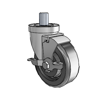 30 Series Threaded Stem Zinc Swivel Caster with 4 x 1.5 Phenolic Wheel and VertiLoc Brake