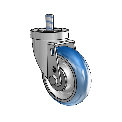 30 Series Threaded Stem Zinc Swivel Caster with 4 x 1.25 PolyLoc (Blue) Wheel