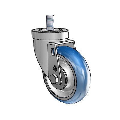30 Series Threaded Stem Zinc Swivel Caster with 4 x 1.25 PolyLoc (Blue) Wheel