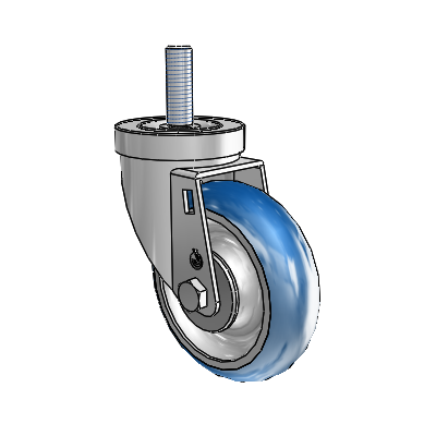 30 Series Threaded Stem Zinc Swivel Caster with 4 x 1.25 PolyLoc (Blue) Wheel