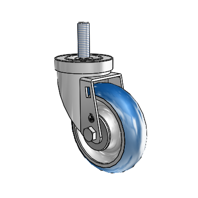 30 Series Threaded Stem Zinc Swivel Caster with 4 x 1.25 PolyLoc (Blue) Wheel