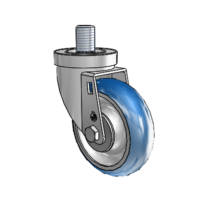 30 Series Threaded Stem Zinc Swivel Caster with 4 x 1.25 PolyLoc (Blue) Wheel