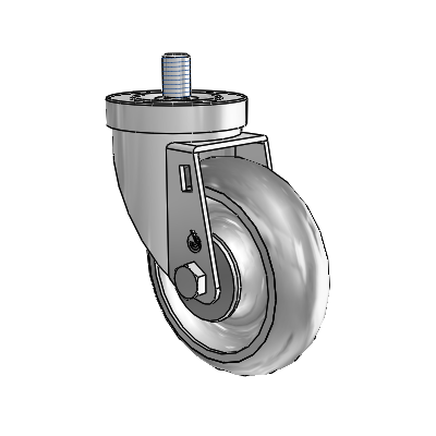 30 Series Threaded Stem Zinc Swivel Caster with 4 x 1.25 PolyLock (Grey) Wheel