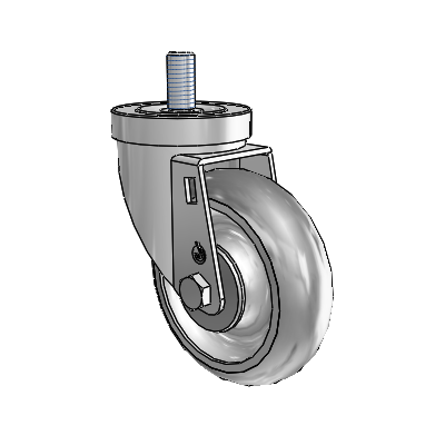 30 Series Threaded Stem Zinc Swivel Caster with 4 x 1.25 PolyLock (Grey) Wheel