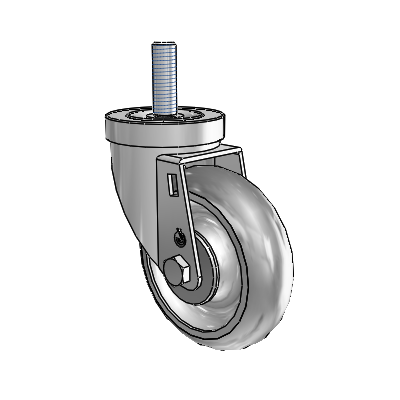 30 Series Threaded Stem Zinc Swivel Caster with 4 x 1.25 Advantage TPR (Round) Wheel