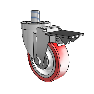 30 Series Threaded Stem Zinc Swivel Caster with 4 x 1.25 Advantage Heat (Flat) Wheel and PosiLoc Brake