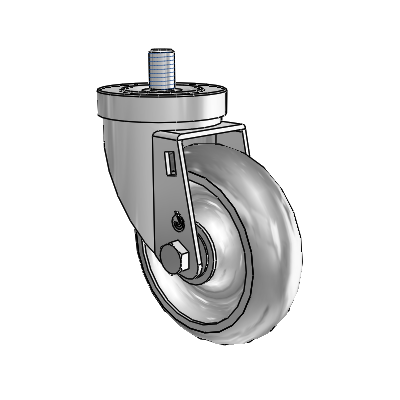 30 Series Threaded Stem Zinc Swivel Caster with 4 x 1.25 PolyLock (Grey) Wheel