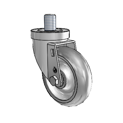 30 Series Threaded Stem Zinc Swivel Caster with 4 x 1.25 PolyLock (Grey) Wheel