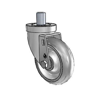 30 Series Threaded Stem Zinc Swivel Caster with 4 x 1.25 PolyLock (Grey) Wheel