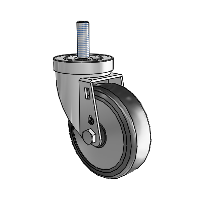 30 Series Threaded Stem Zinc Swivel Caster with 4 x 1.25 Cushion Rubber (+ Side Plates) Wheel