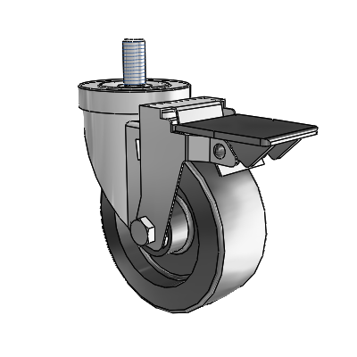 30 Series Threaded Stem Zinc Swivel Caster with 4 x 1.5 Hi-Temp Resin Wheel and PosiLoc Brake