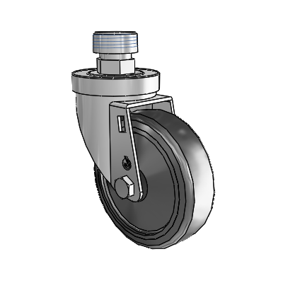 30 Series Pipe Thread Stem Zinc Swivel Caster with 4 x 1.25 Hard Rubber Wheel