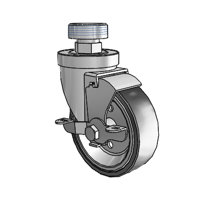 30 Series Pipe Thread Stem Zinc Swivel Caster with 4 x 1.25 Welded Disc Polyurethane Wheel and VertiLoc Brake