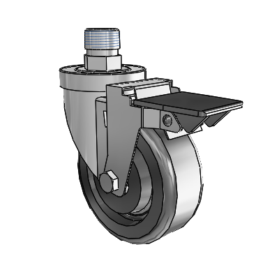 30 Series Pipe Thread Stem Zinc Swivel Caster with 4 x 1.5 Phenolic Wheel and PosiLoc Brake