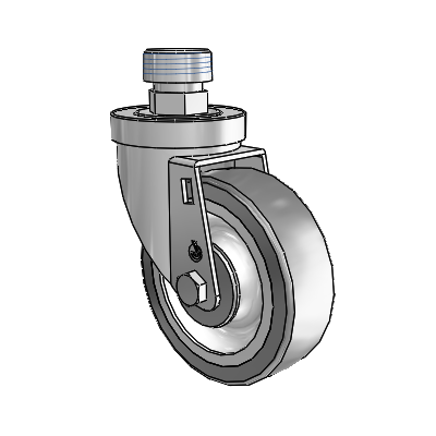 30 Series Pipe Thread Stem Zinc Swivel Caster with 4 x 1.25 Advantage TPR (Flat) Wheel
