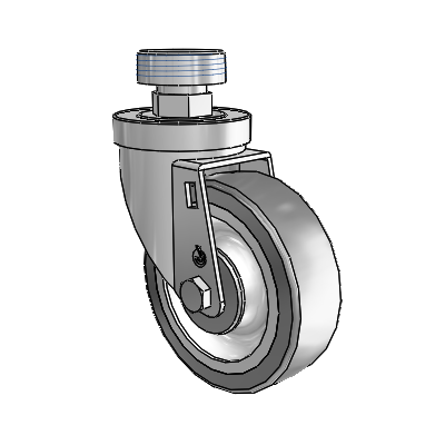 30 Series Pipe Thread Stem Zinc Swivel Caster with 4 x 1.25 Advantage TPR (Flat) Wheel