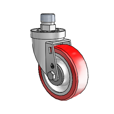 30 Series Pipe Thread Stem Zinc Swivel Caster with 4 x 1.25 Advantage Heat (Flat) Wheel