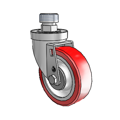 30 Series Pipe Thread Stem Zinc Swivel Caster with 4 x 1.25 Advantage Heat (Flat) Wheel