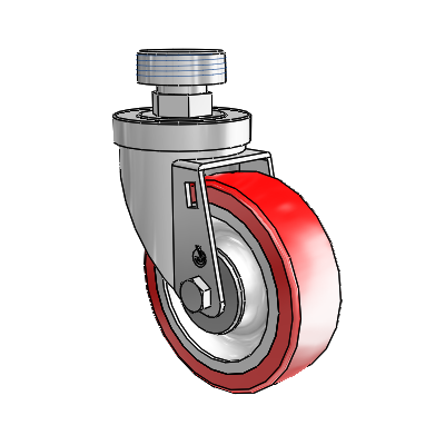 30 Series Pipe Thread Stem Zinc Swivel Caster with 4 x 1.25 Advantage Heat (Flat) Wheel