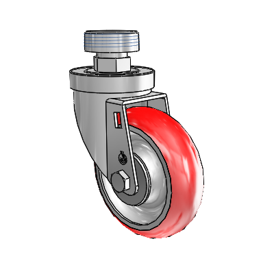 30 Series Pipe Thread Stem Zinc Swivel Caster with 4 x 1.25 Advantage Heat (Round) Wheel