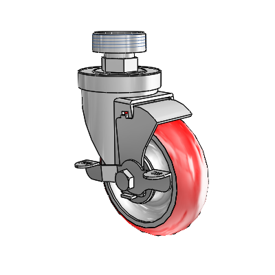 30 Series Pipe Thread Stem Zinc Swivel Caster with 4 x 1.25 Advantage Heat (Round) Wheel and VertiLoc Brake