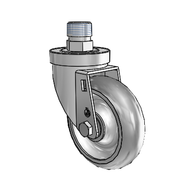 30 Series Pipe Thread Stem Zinc Swivel Caster with 4 x 1.25 Advantage TPR (Round) Wheel
