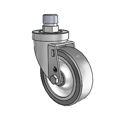 30 Series Pipe Thread Stem Zinc Swivel Caster with 4 x 1.25 Advantage TPR (Flat) Wheel