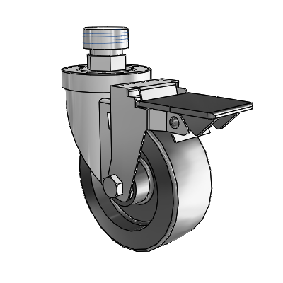 30 Series Pipe Thread Stem Zinc Swivel Caster with 4 x 1.5 Hi-Temp Resin Wheel and PosiLoc Brake