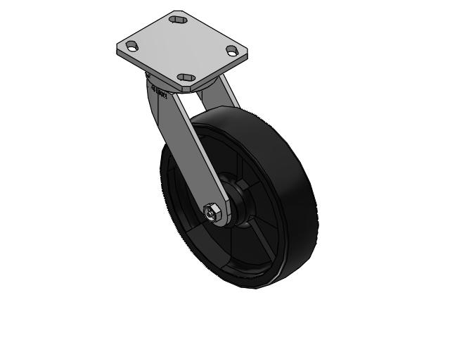 110 Series Kingpinless Top Plate Swivel Caster with 8 x 2 Black Nylon HT - Glass-Filled Nylon (High Heat) Wheel