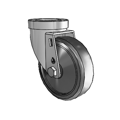 30 Series Hollow Kingpin Zinc Swivel Caster with 4 x 1.25 Cushion Rubber Wheel