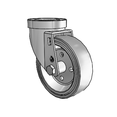 30 Series Hollow Kingpin Zinc Swivel Caster with 4 x 1.25 Welded Disc Rubber (Grey) Wheel